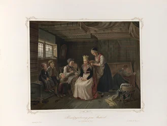 Ilustracja z książki Norske Folkelivsbilleder Adolpha Tidemanda, wydanej przez Chr. Tønsberga (Christiania, 1858)